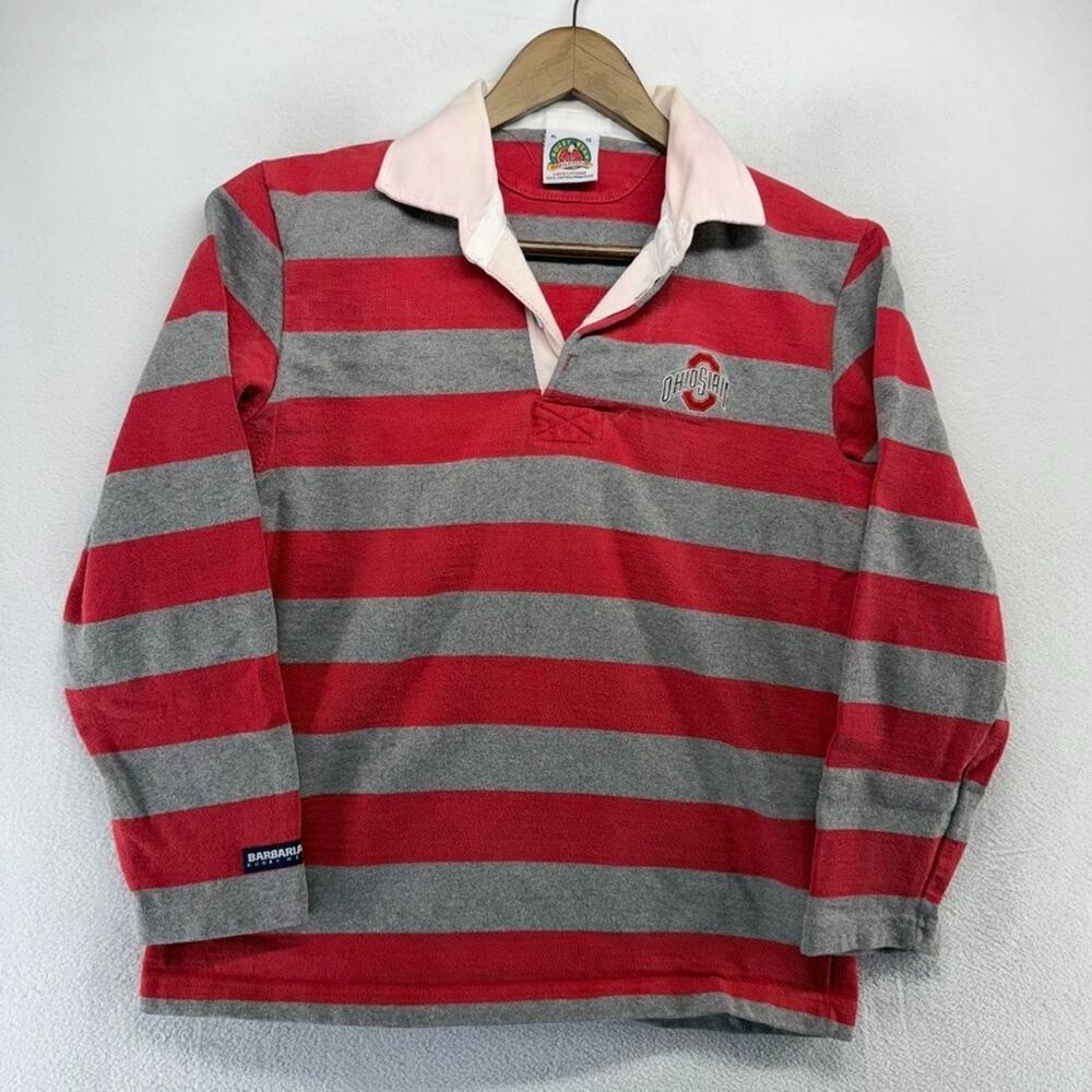 Striped Red and Gray Polo Shirt